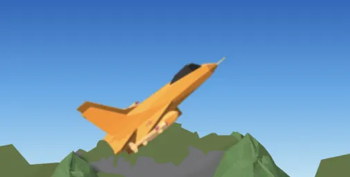 Stunt Race, as drawn on its card in the app: an orange jet climbing over the hills